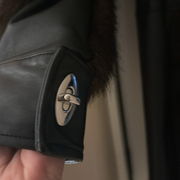 Like New Rachel Zoe real leather faux fur trim coat - Picture 4 of 10